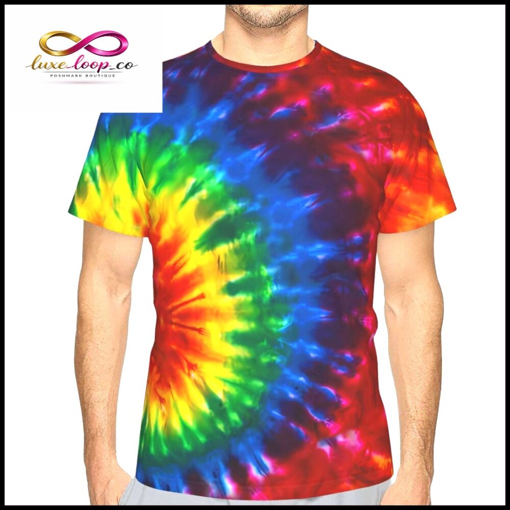 Tie Dye T-Shirt Classic Crew Neck Short Sleeve Regular Fit Polyester
